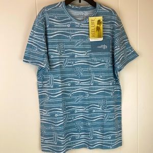 Reel Life Mens Tee “Tropical Edges AOP” Color: Adriatic Blue NWT Super Soft